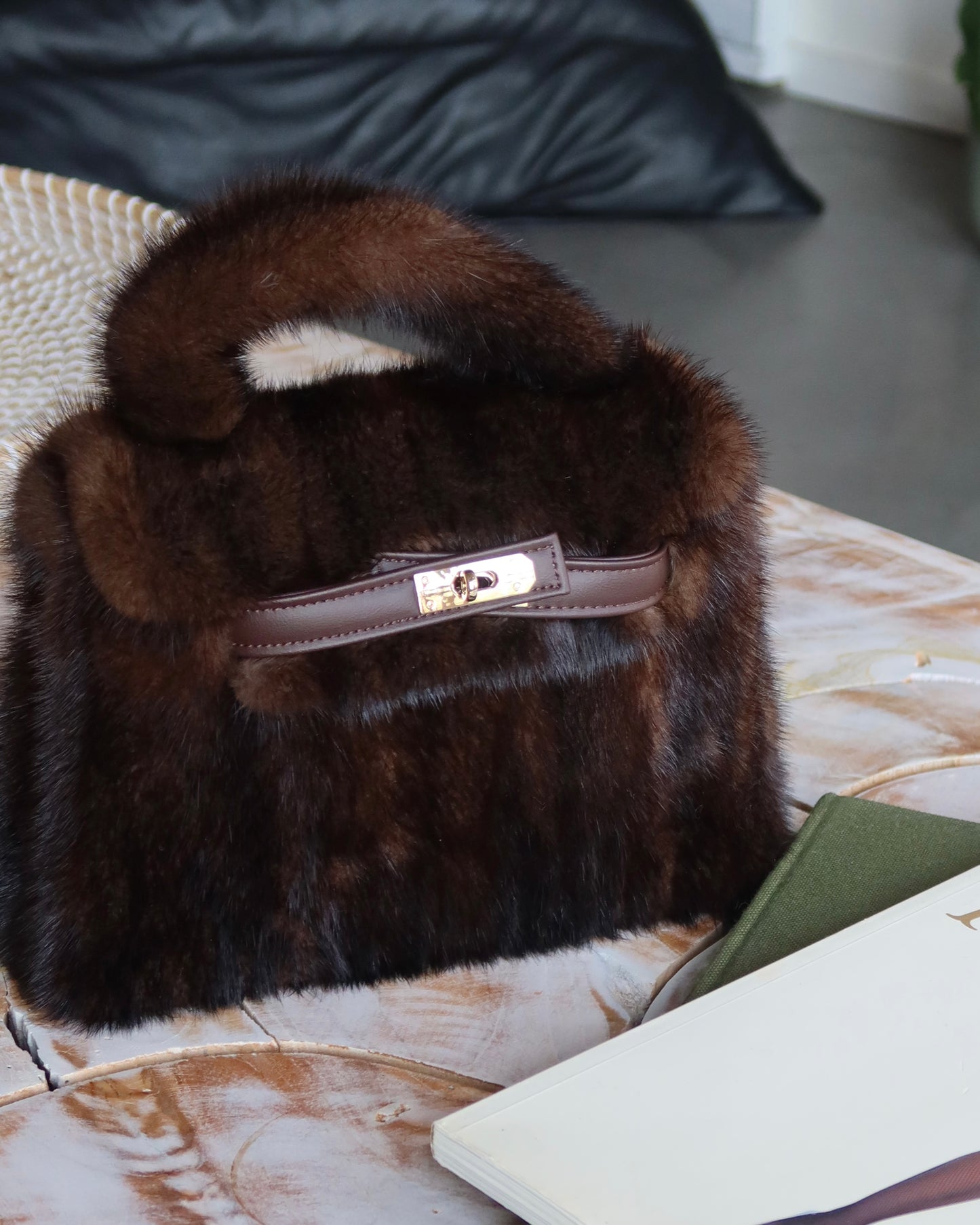 Icon Fur Top Handle Bag